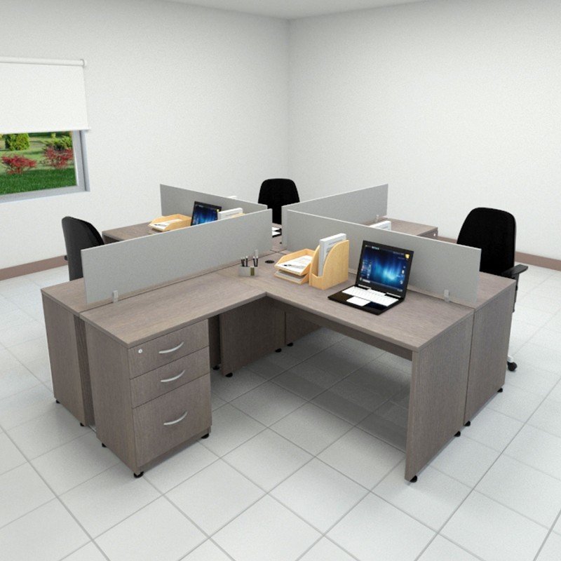 Mesa de oficina para 4 puestos unidos, Mobiliario de oficina