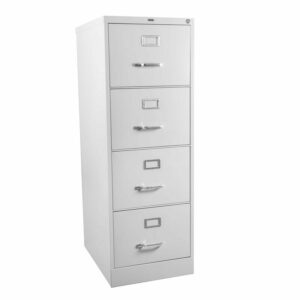 Archivero metálico de 4 gavetas tamaño oficio, gris claro.