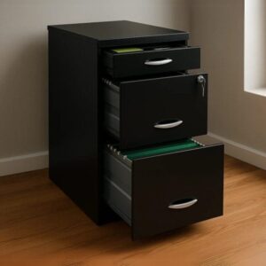 Archivero vertical multigavetas con 1 cajón papelero y 2 de archivo